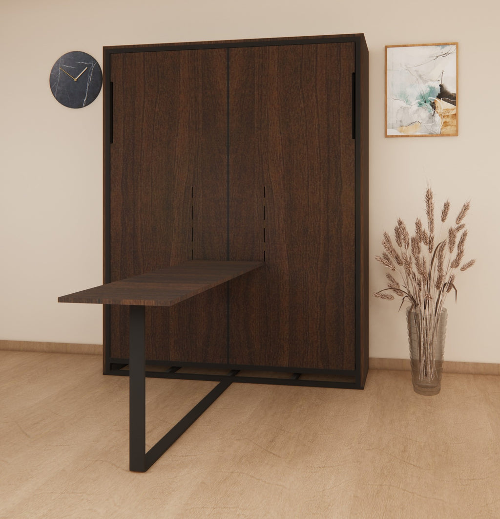 Indiana Wall Bed With Vertical Study Table Mouldau Acacia