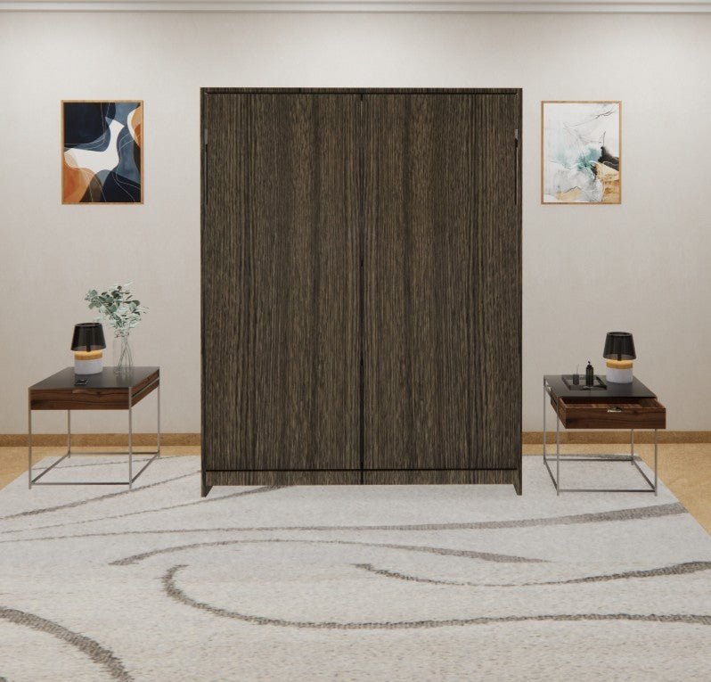 Vertical Queen Wall Bed Spanish Dark