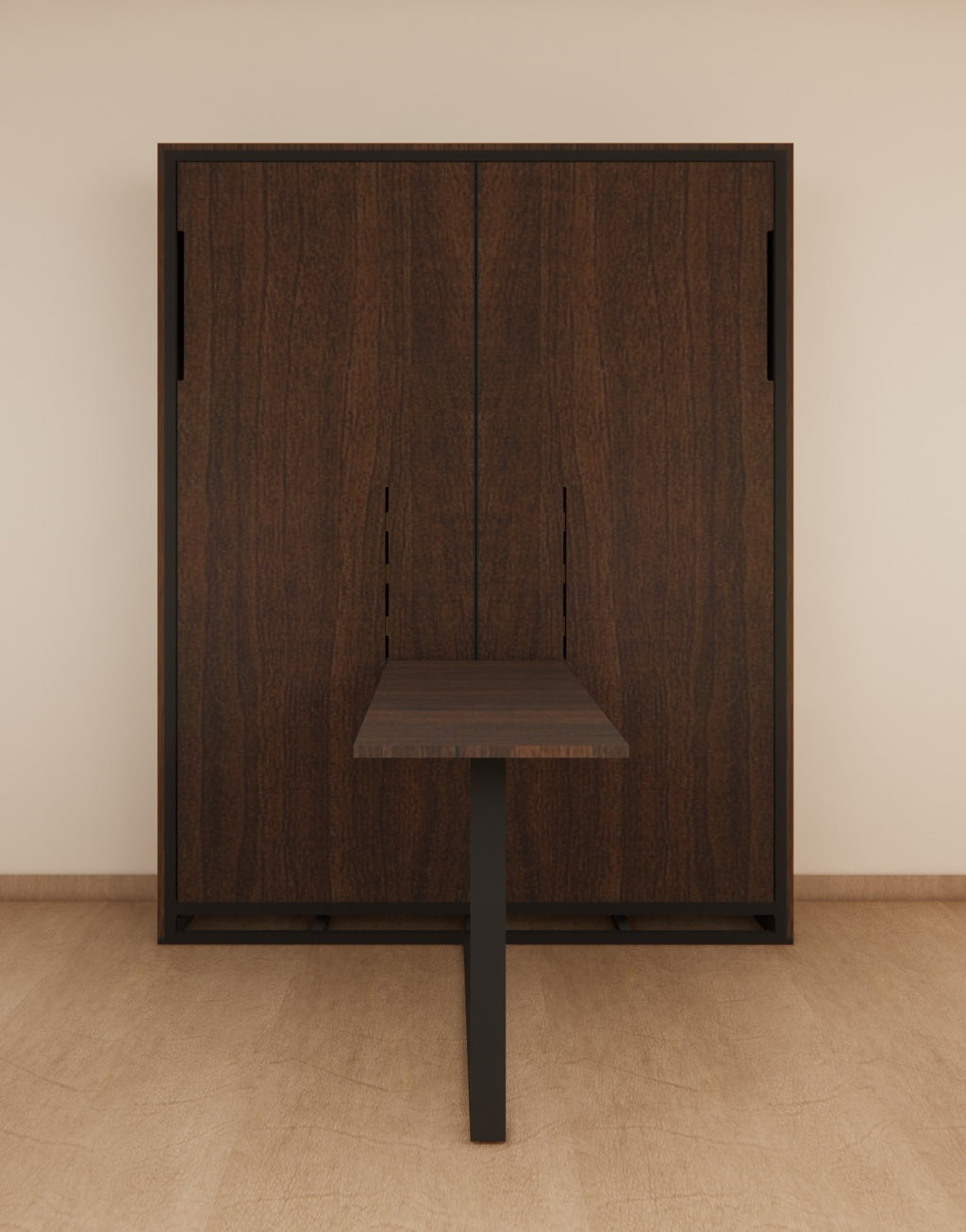 Indiana Wall Bed With Vertical Study Table Mouldau Acacia