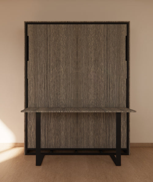 Indiana Wall Bed With Horizontal Study Table Spanish Dark