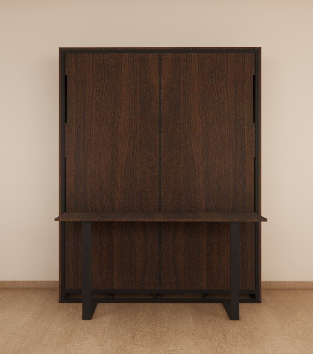 Indiana Wall Bed With Horizontal Study Table Moldau Acacia