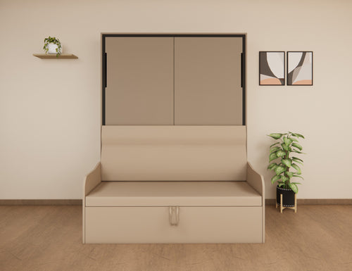 Indiana Wall Bed With 3 Seater Sofa Irish Cream