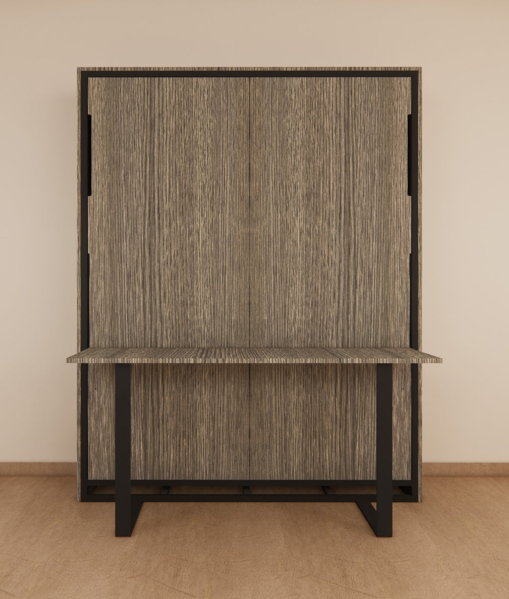 Indiana Wall Bed With Horizontal Study Table Spanish Dark