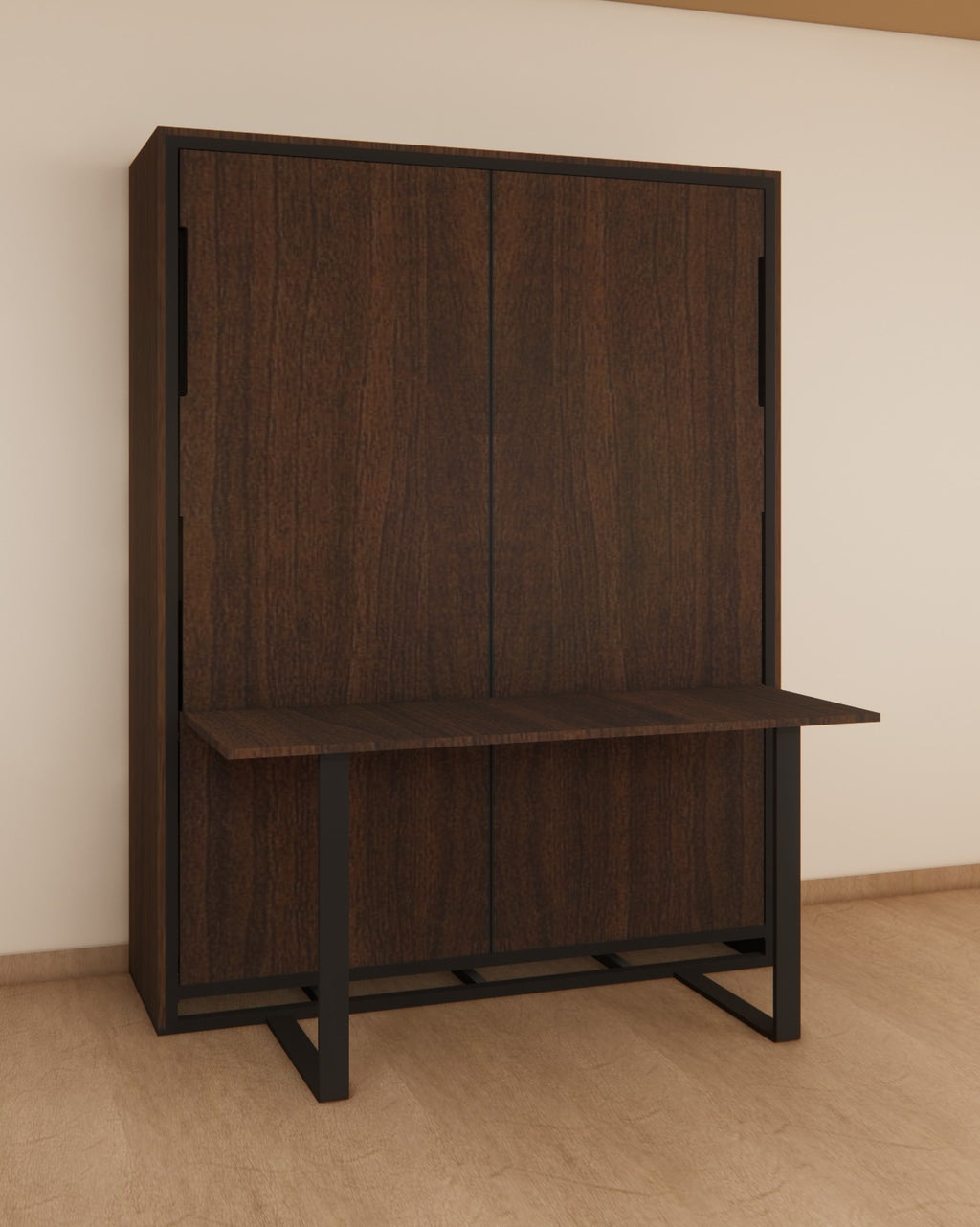 Indiana Wall Bed With Horizontal Study Table Moldau Acacia