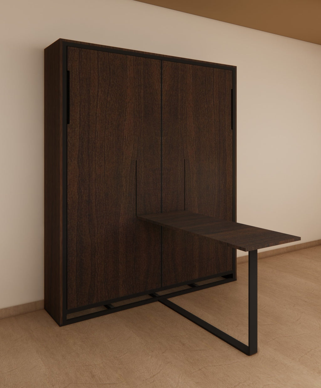 Indiana Wall Bed With Vertical Study Table Mouldau Acacia