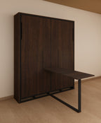 Indiana Wall Bed With Vertical Study Table Mouldau Acacia