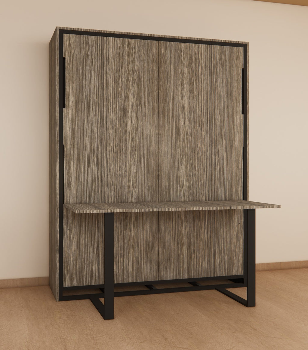 Indiana Wall Bed With Horizontal Study Table Spanish Dark