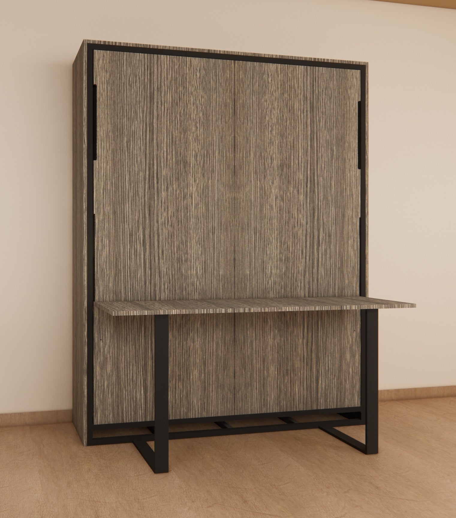 Indiana Wall Bed With Horizontal Study Table Spanish Dark