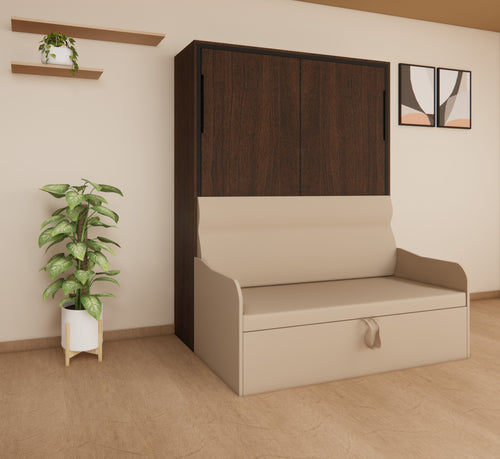 Indiana Wall Bed With 3 Seater Sofa Mouldau Acacia