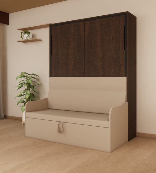 Indiana Wall Bed With 3 Seater Sofa Spanish Dark