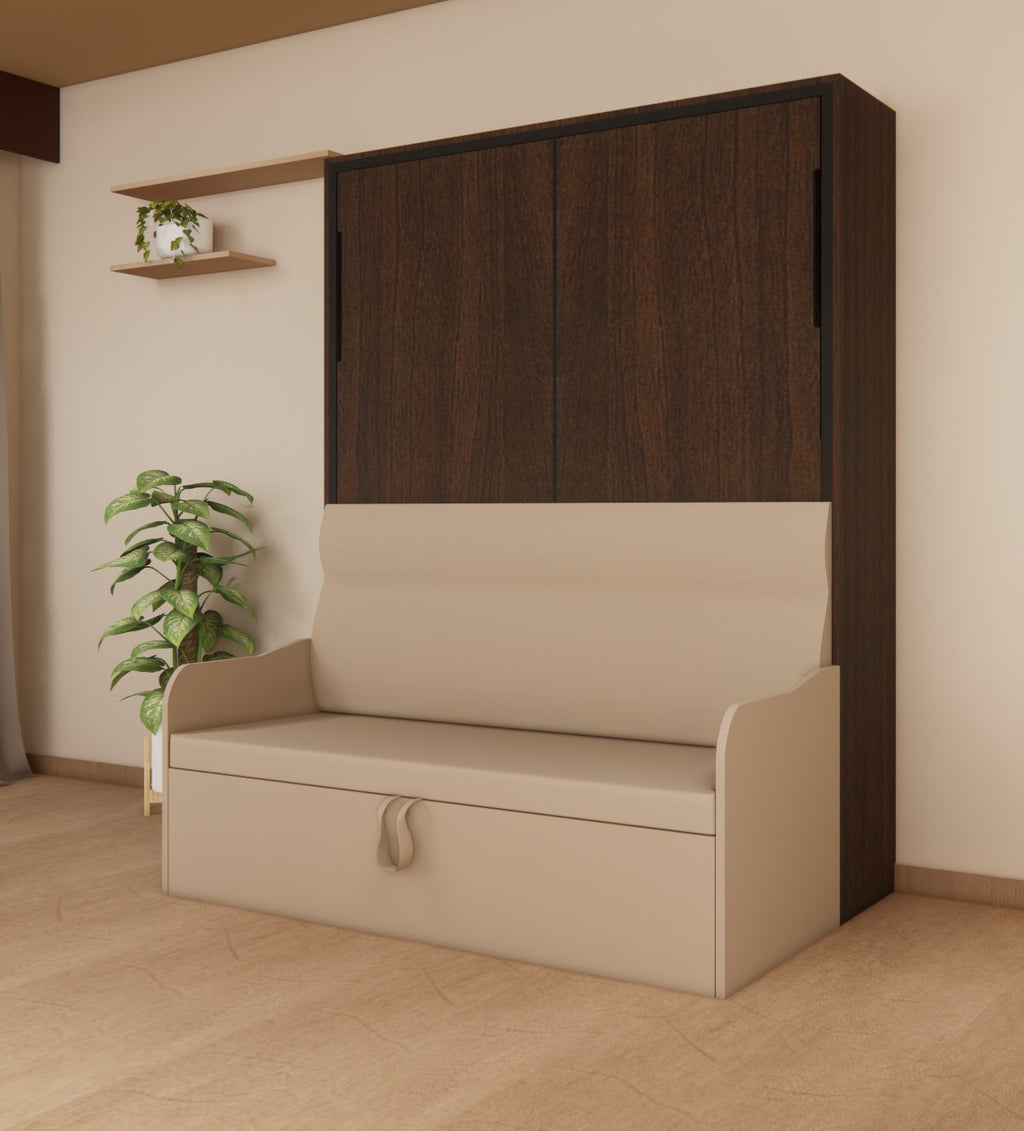 Indiana Wall Bed With 3 Seater Sofa Mouldau Acacia
