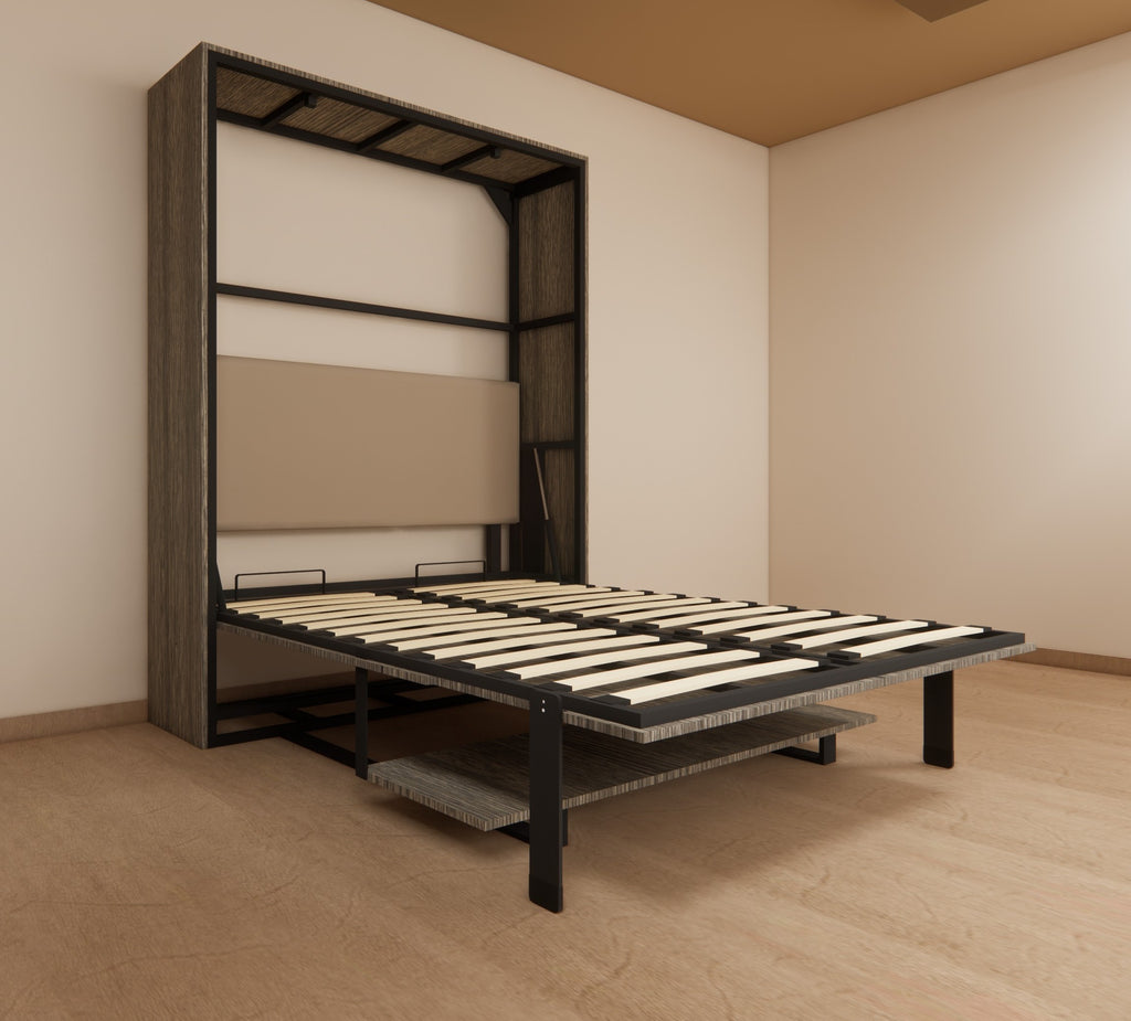 Indiana Wall Bed With Horizontal Study Table Spanish Dark