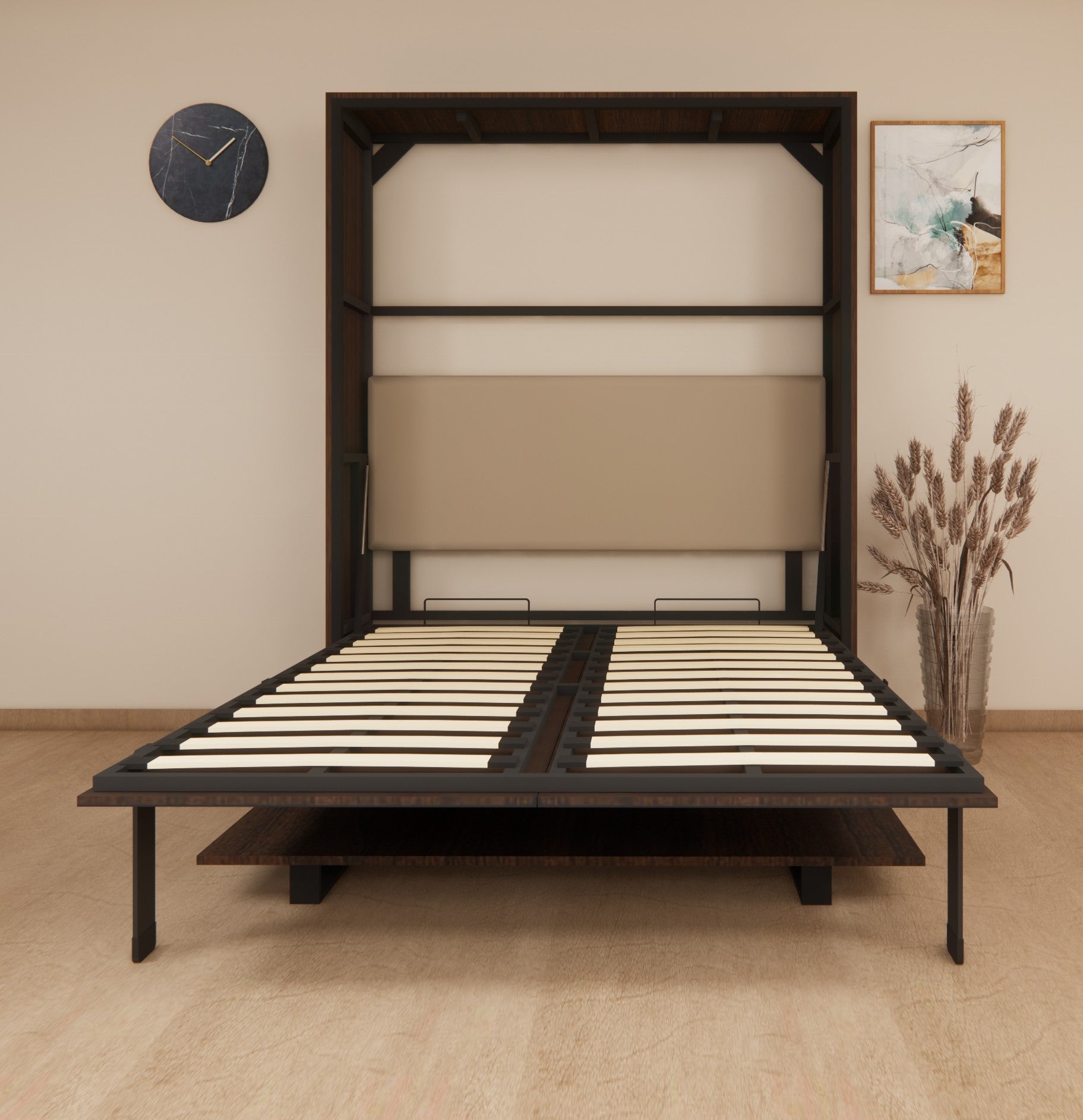 Indiana Wall Bed With Horizontal Study Table Moldau Acacia