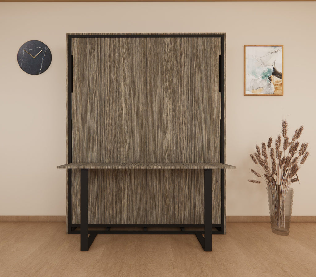 Indiana Wall Bed With Horizontal Study Table Spanish Dark