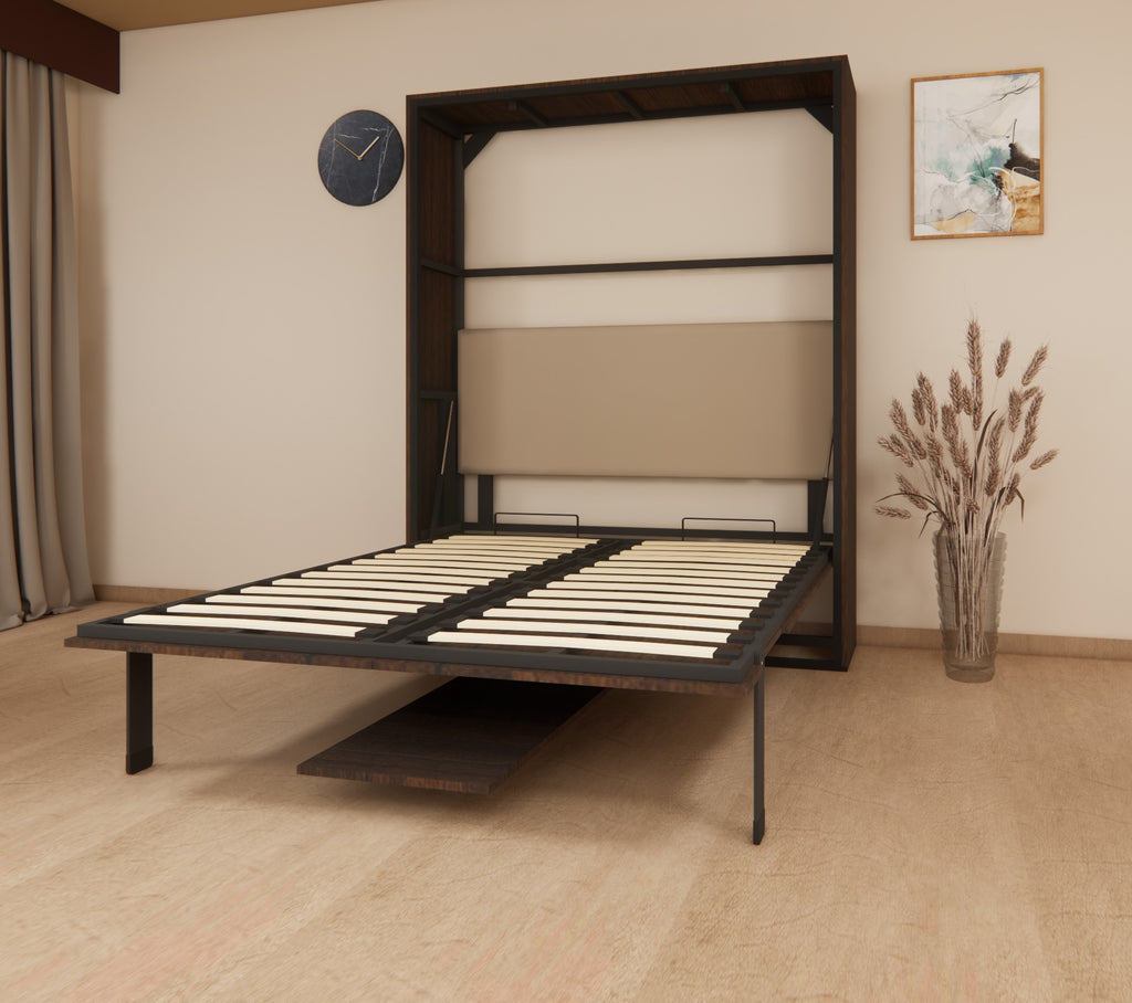 Indiana Wall Bed With Vertical Study Table Mouldau Acacia