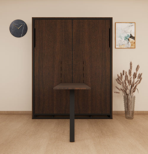 Indiana Wall Bed With Vertical Study Table Mouldau Acacia