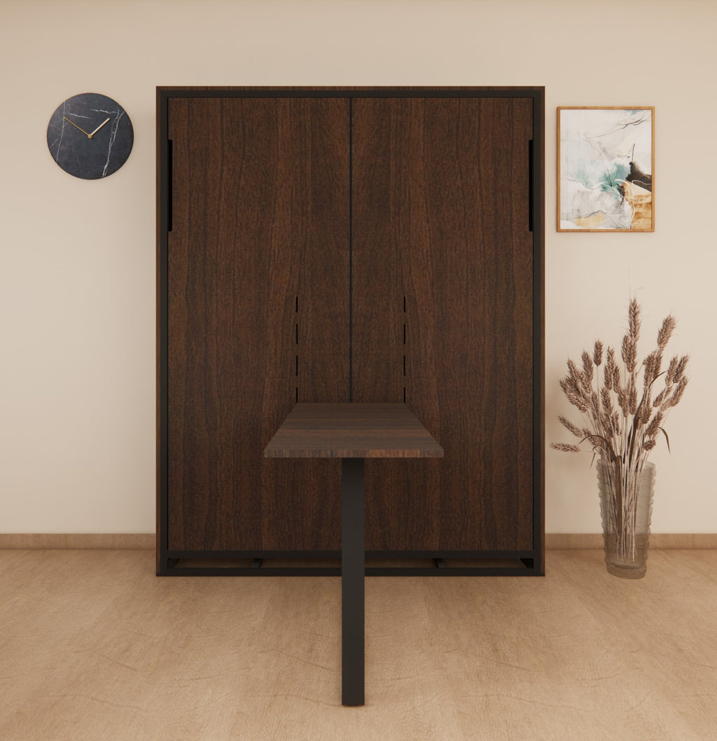 Indiana Wall Bed With Vertical Study Table Mouldau Acacia