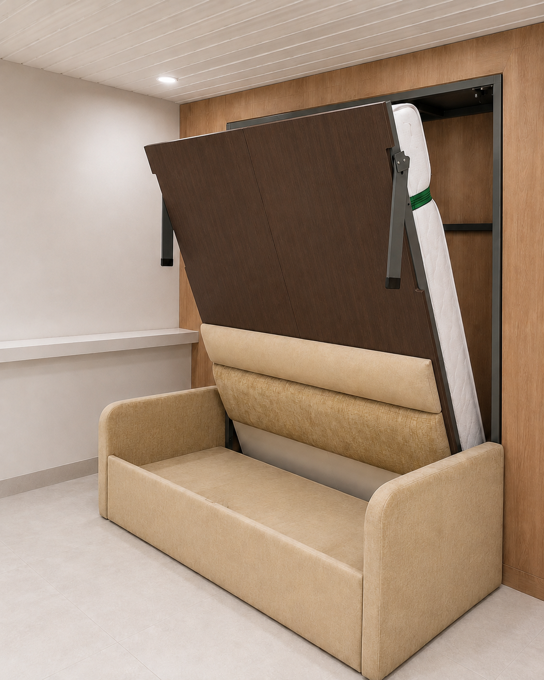 Indiana Wall Bed With 3 Seater Sofa Spanish Dark