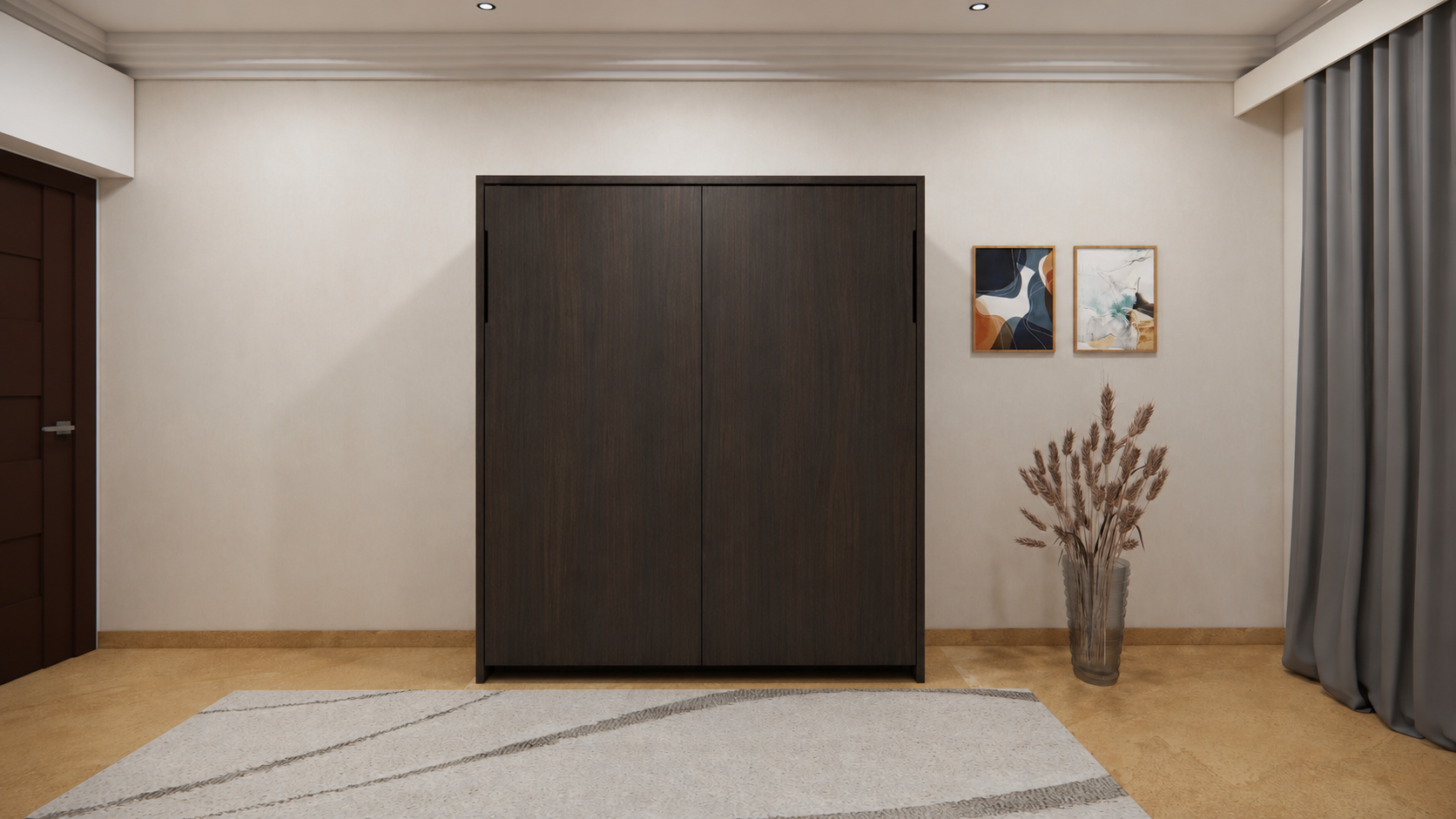 Vertical Queen Wall Bed Irish Dark
