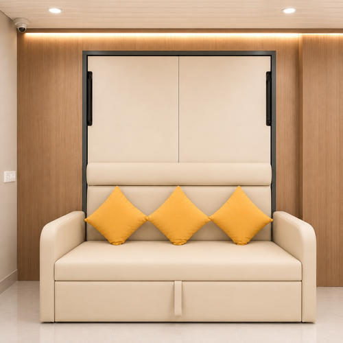 Indiana Wall Bed With 3 Seater Sofa Irish Cream