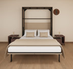 Bedroom with a bed, nightstands, and a clock on the wall.