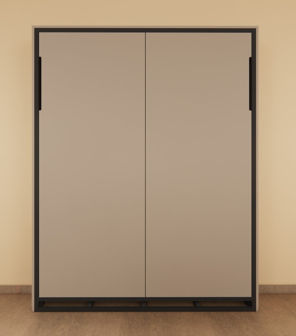 Beige office partition with black frame on a beige wall