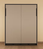 Beige office partition with black frame on a beige wall