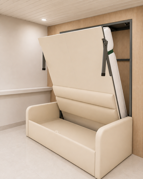 Indiana Wall Bed With 3 Seater Sofa Irish Cream