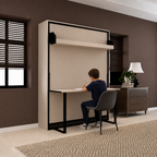 Indiana Wall Bed with Horizontal Table & Headboard Irish Dark