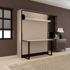 Indiana Wall Bed with Horizontal Table & Headboard Irish Dark