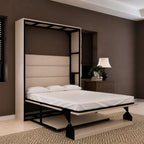 Indiana Wall Bed with Horizontal Table & Headboard Irish Dark