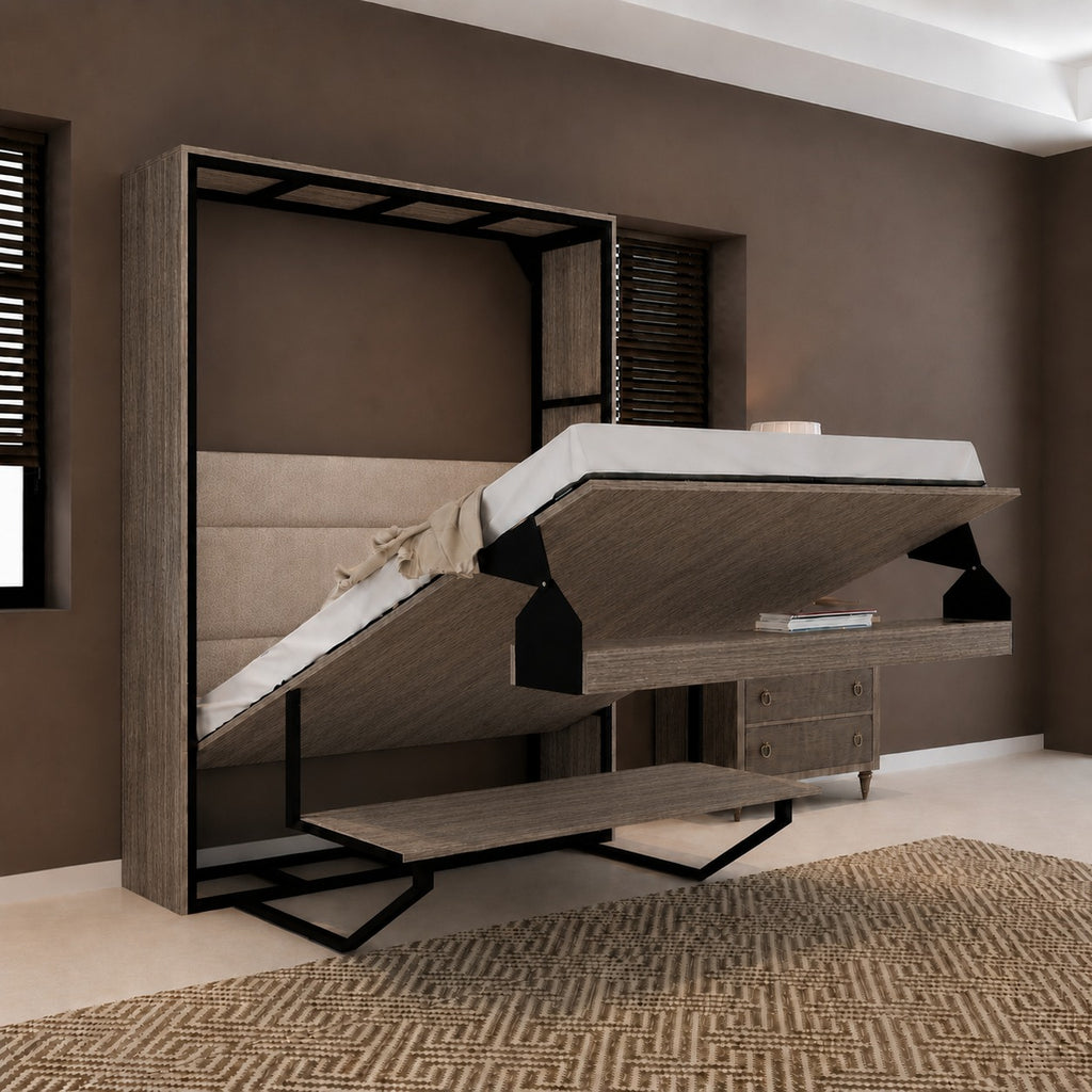 Indiana Wall Bed with Horizontal Table & Headboard Spanish Dark