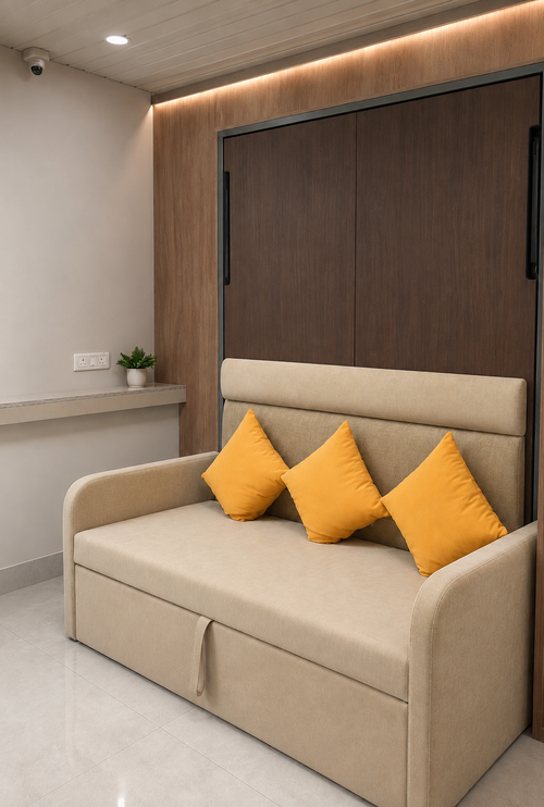 Indiana Wall Bed With 3 Seater Sofa Spanish Dark