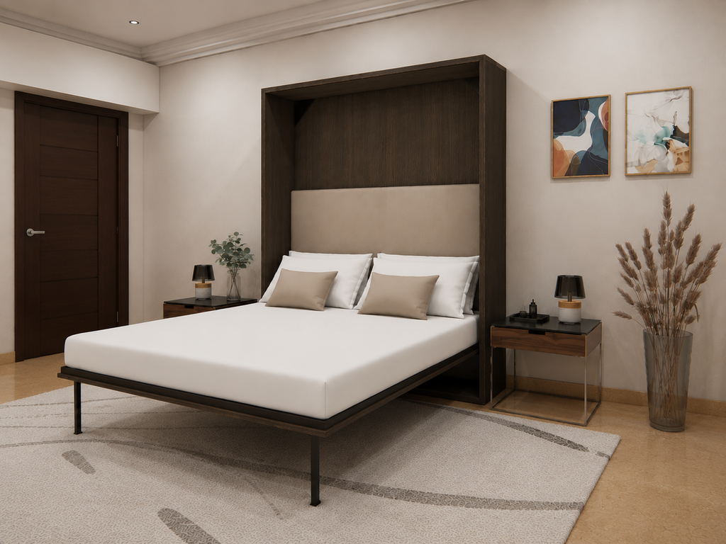 Vertical Queen Wall Bed Irish Dark