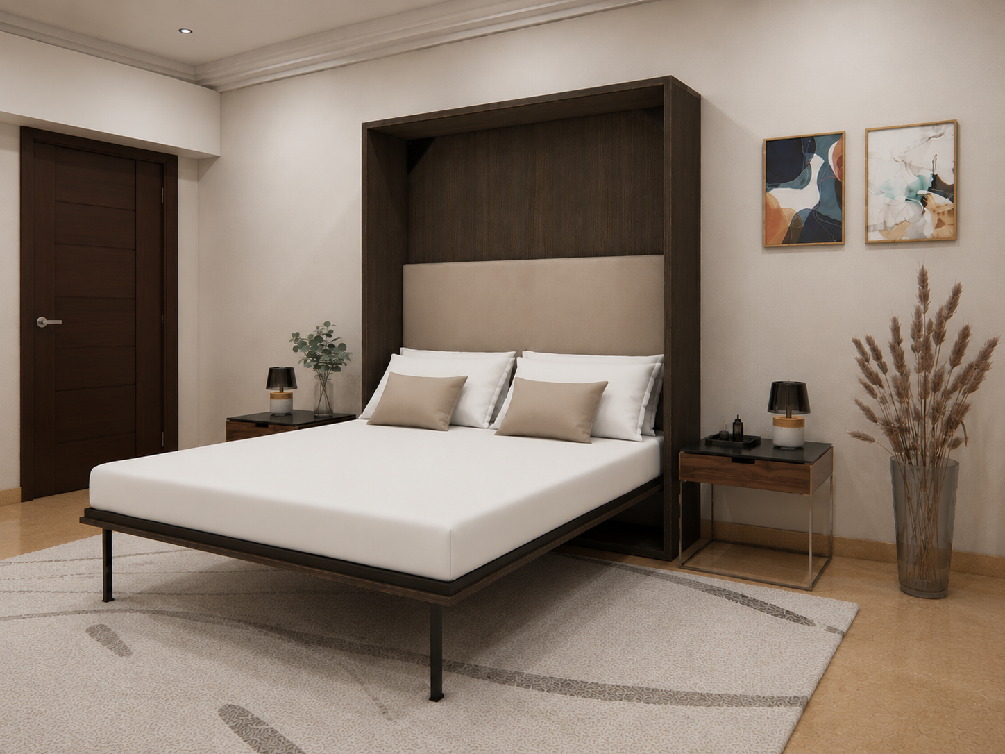 Vertical Queen Wall Bed Irish Dark