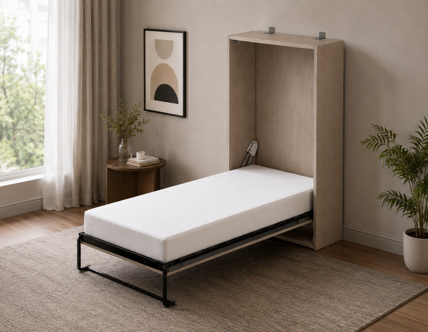 Vertical Single Wall Bed - Irish Cream