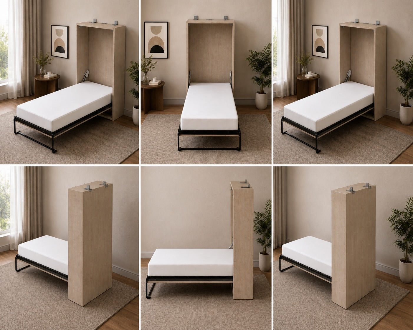 Vertical Single Wall Bed - Irish Cream