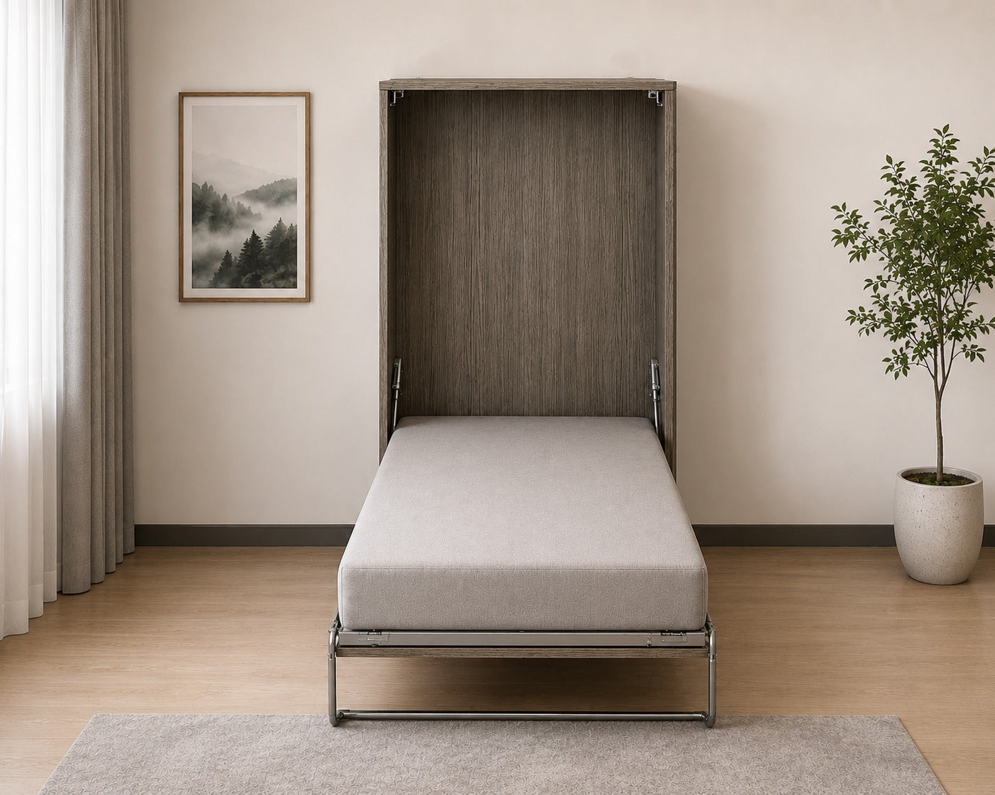 Vertical Single Wall Bed - Spanish Dark