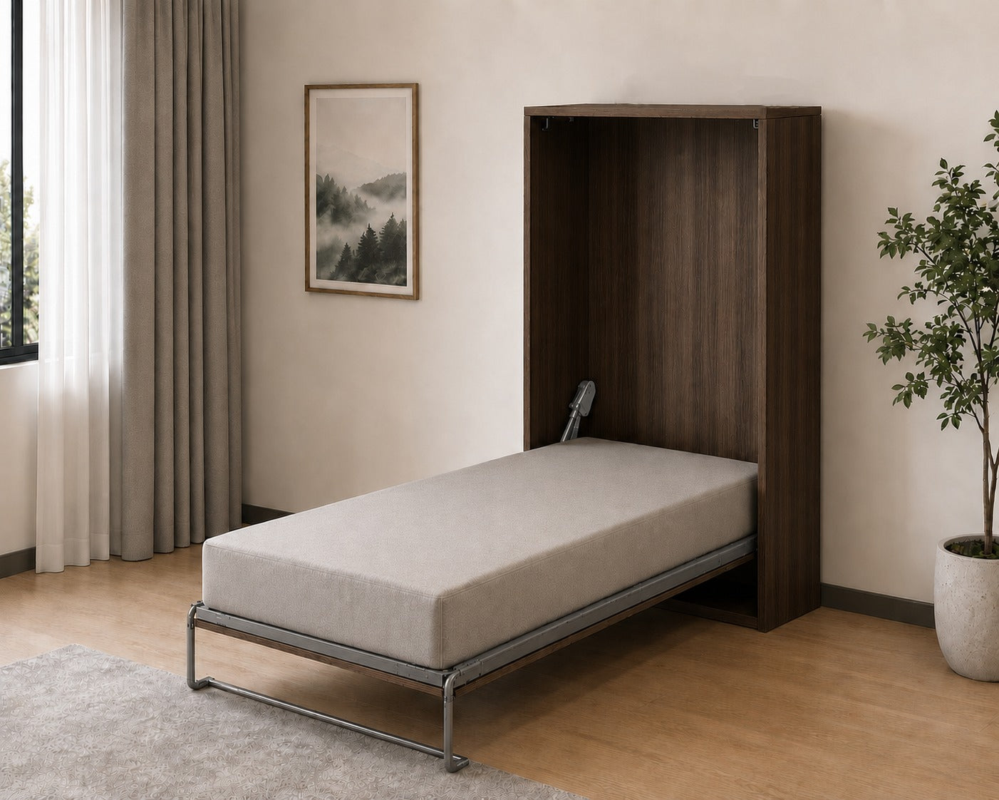 Vertical Single Wall Bed - Mouldau Acacia