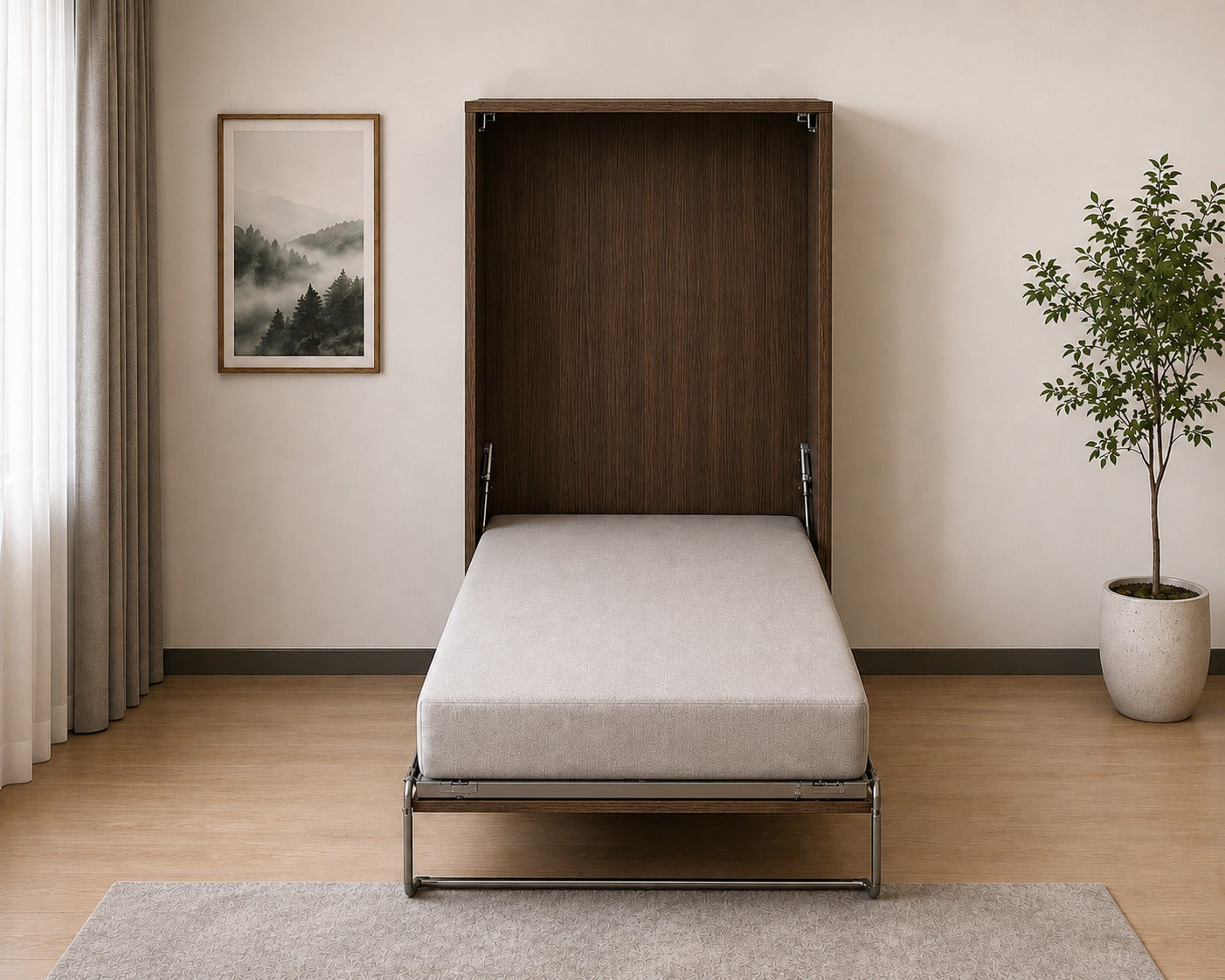 Vertical Single Wall Bed - Mouldau Acacia