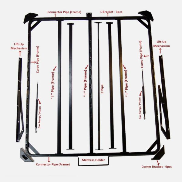 Lift-up Metal Bed Frame Top (1800 x 2000 mm)