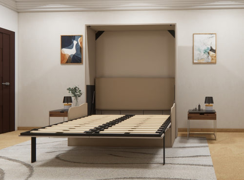 Eko Wall Bed With 3 Seater Sofa Irish Cream