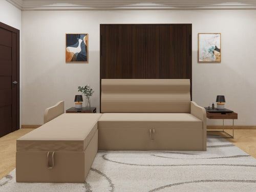 Eko Wall Bed With L Shape Sofa Mouldau Acacia