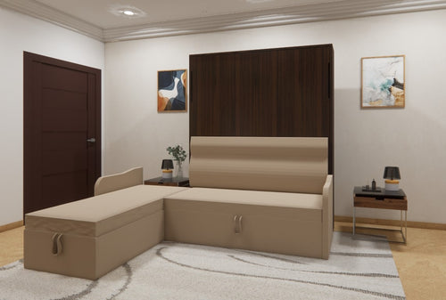 Eko Wall Bed With L-Shape Sofa Mouldau Acacia