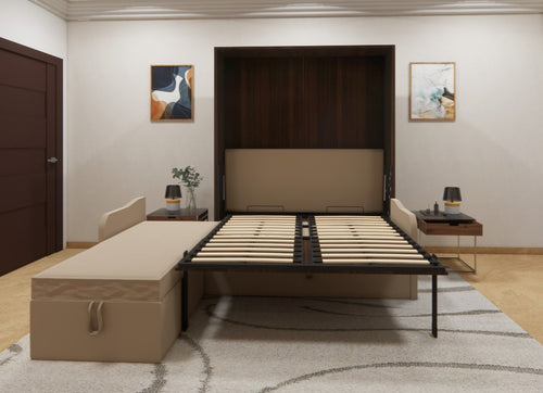 Eko Wall Bed With L Shape Sofa Mouldau Acacia