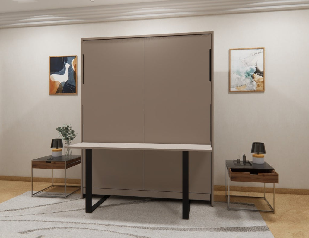 Eko Wall Bed With Horizontal Study Table Irish Cream