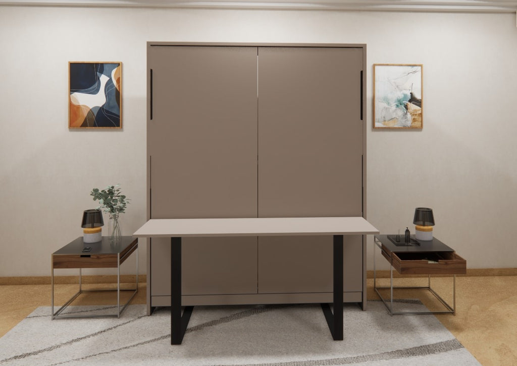 Eko Wall Bed With Horizontal Study Table Irish Cream