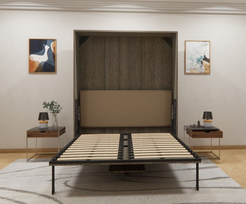 Eko Wall Bed With Vertical Study Table Spanish Dark