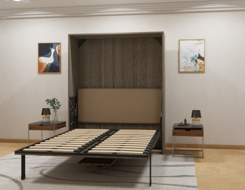 Eko Wall Bed With Vertical Study Table Spanish Dark