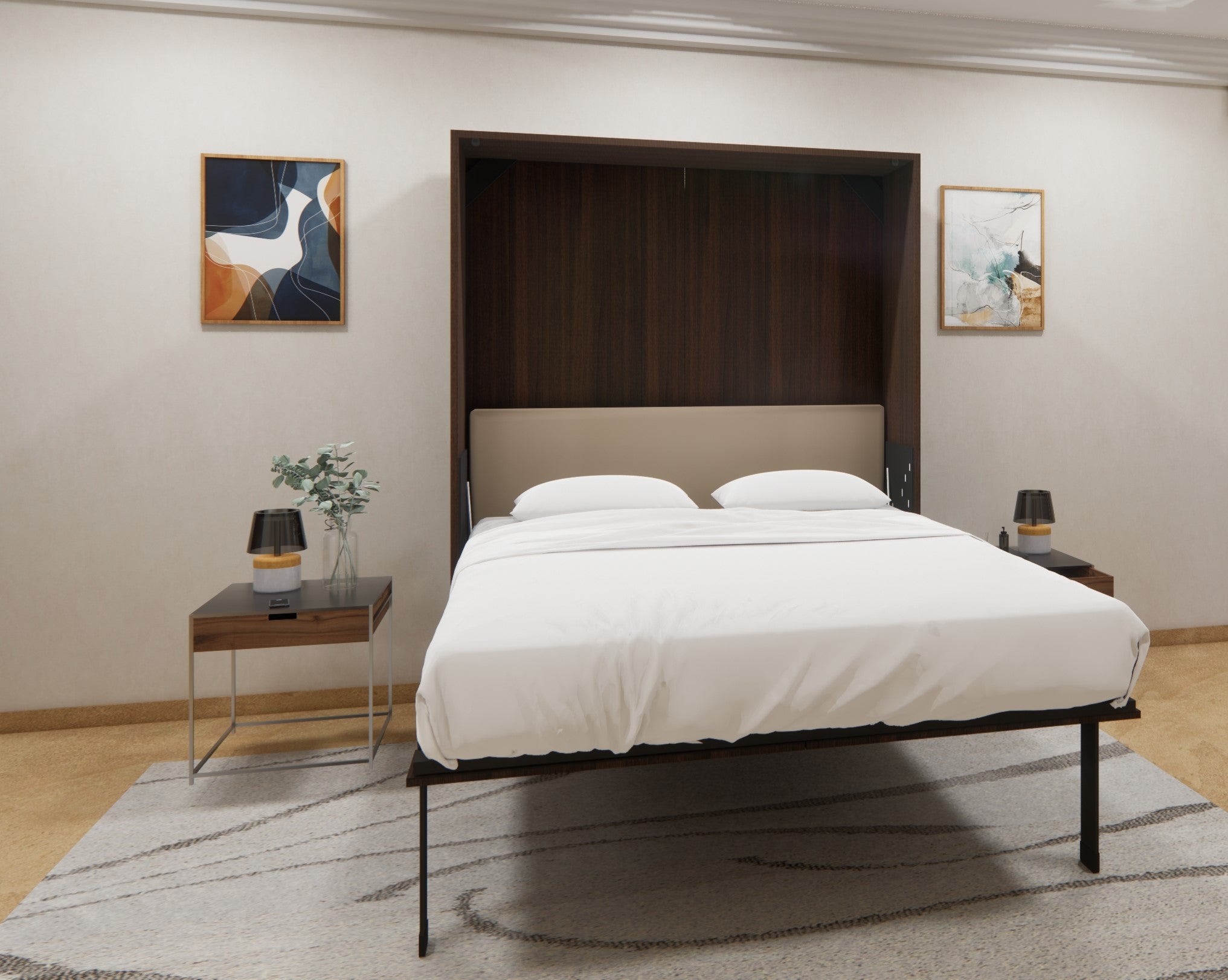 Eko Wall Bed With Horizontal Study Table Mouldau Acacia